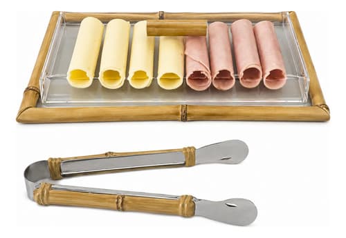 Kit Porta Frios Bambu E Vidro Com Pegador Café Da Manhã Bambu