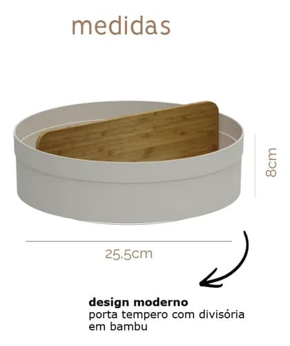 Kit Porta Tempero Giratório Divisória+ Porta Utensílios Lume Bege