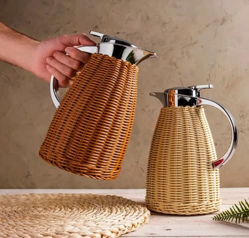 Garrafa Térmica De Aço Inox Rattan Marrom Wolff Marrom