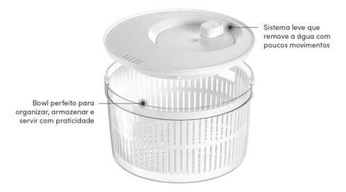 Secador Organizador Saladas 5,5l Centrifuga Clear Fresh Ou Branco