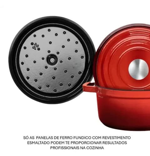 Panela Caçarola Ferro Fundido Esmaltada Redonda 24cm