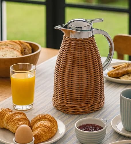 Garrafa Térmica De Aço Inox Rattan Marrom Wolff Marrom