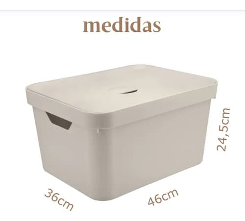 Caixa Organizadora Cube Grande Com Tampa 32l Ou Bege Lisa