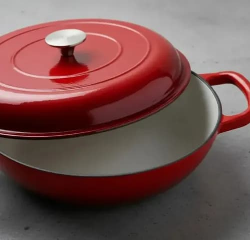 Panela Caçarola Ferro Fundido Esmaltada 26cm Com Tampa Vermelho