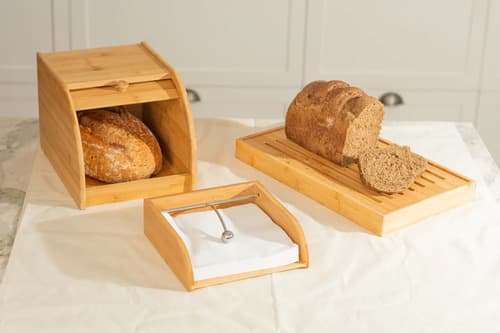 Porta Guardanapo Bambu Com Peso Papel Mesa