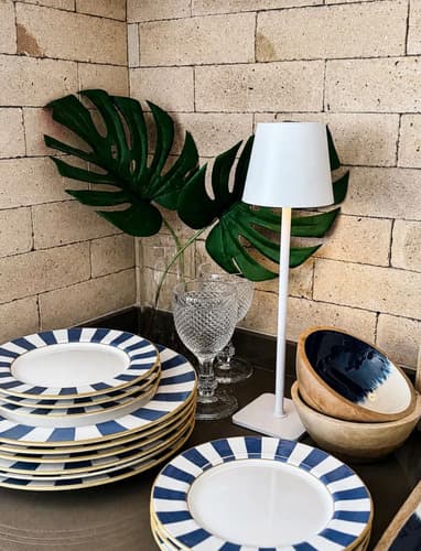 Jogo De Jantar Stripe 30 Pçs Com Xícara 6 Pessoas Azul Stripe