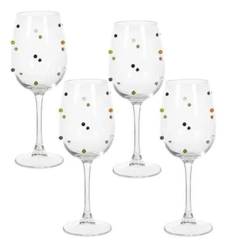 Jogo 4 Taças Vinho 440ml Dots Florarte Colorida Colorida