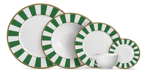Jogo De Jantar Stripe 30 Pçs Com Xícara 6 Pessoas Verde Stripe
