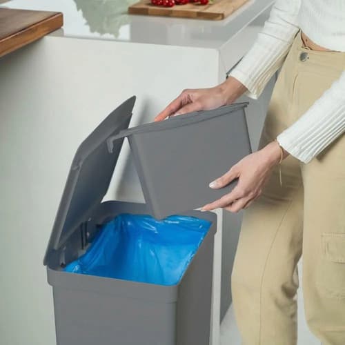 Lixeira Com Pedal Trium 46 L + 4 L Preto Cozinha/lavanderia Preto