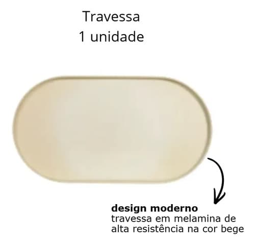Jogo De Pratos Melamina Churrasco 19 Peças Super Resistente Bege Lisa
