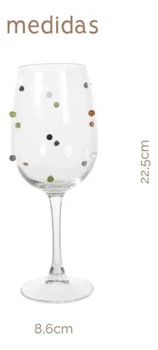 Jogo 4 Taças Vinho 440ml Dots Florarte Colorida Colorida