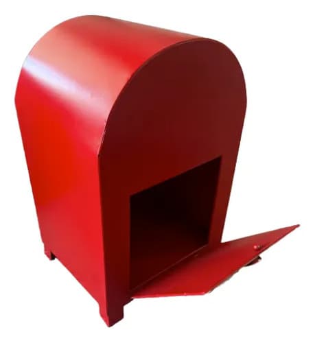 Caixa De Correio Cartas Papai Noel Natal Vermelha Metal Vermelho