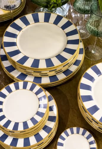 Jogo De Jantar Stripe 30 Pçs Com Xícara 6 Pessoas Azul Stripe