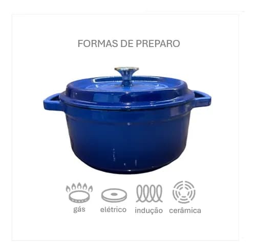 Kit Panela 22cm + Frigideira 27cm Ferro Fundido Esmaltado Azul