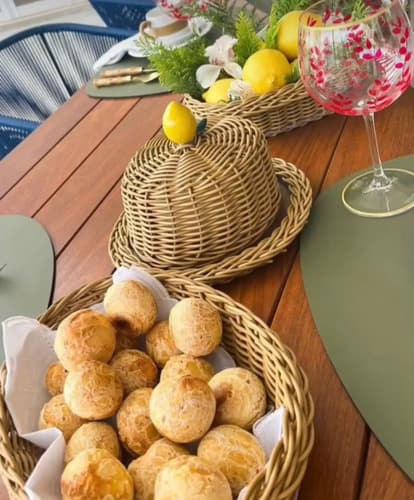 Kit Queijeira + Boleira Vime Aplique Limão Siciliano Caramelo