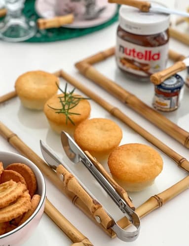 Kit Porta Frios Bambu E Vidro Com Pegador Café Da Manhã Bambu