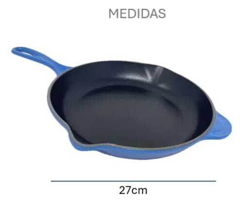Kit Panela 22cm + Frigideira 27cm Ferro Fundido Esmaltado Azul