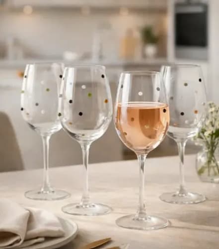Jogo 4 Taças Vinho 440ml Dots Florarte Colorida Colorida