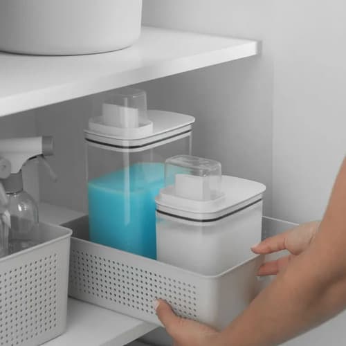 Kit 2 Dispenser Organizador Lavanderia Sabão Amaciante 1,5l Cinza