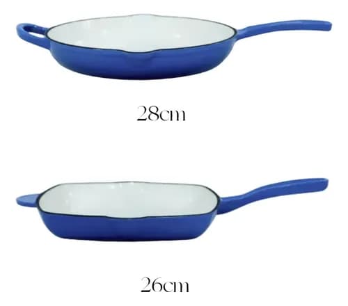 Jogo De Panelas Ferro Fundido Esmaltado 7 Peças Azul