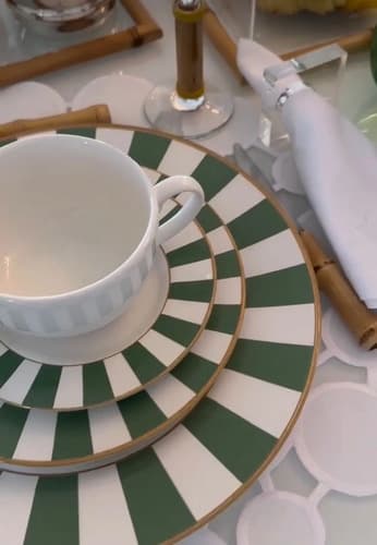 Jogo De Jantar Stripe 30 Pçs Com Xícara 6 Pessoas Verde Stripe