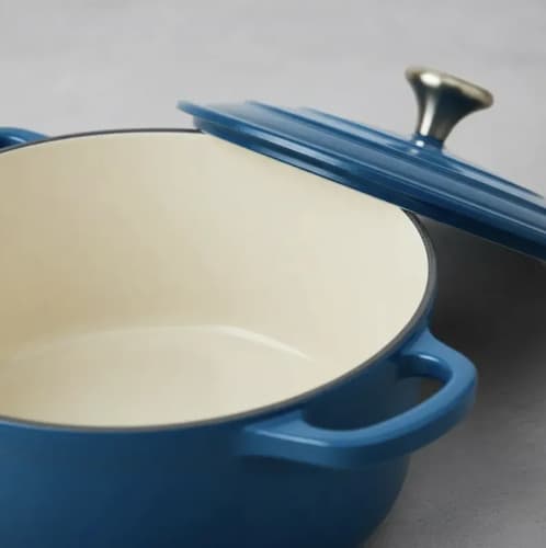Panela Ferro Fundido Esmaltada Com Interior Branco 28cm Azul