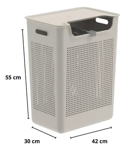 Cesto Roupa Duplo Compartimento 50l Divisória Lavanderia Ou Branco Calado