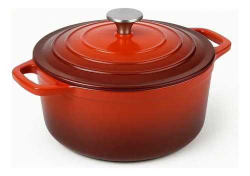 Panela Ferro Fundido Esmaltada Vermelha 25cm Fundo Branco Vermelho