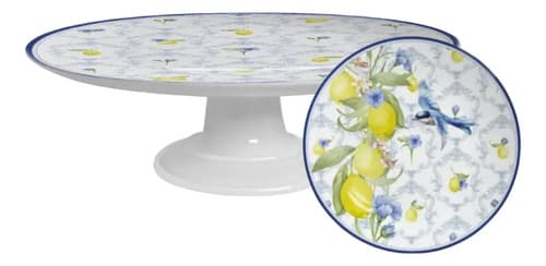 Kit Boleira + 6 Pratos Sobremesa 23cm Sicilia Alleanza Branco/azul