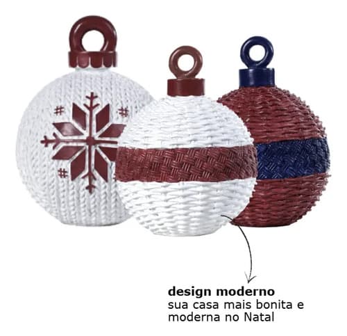Bola Enfeite De Mesa Natal Resina Branca/vermelha 18cm Branca/vermelha Liso
