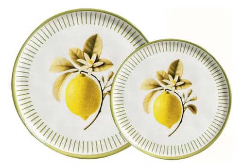 Jogo De Pratos 12 Pçs Bio Lemon Porto Brasil Limão Siciliano Amarelo Limão